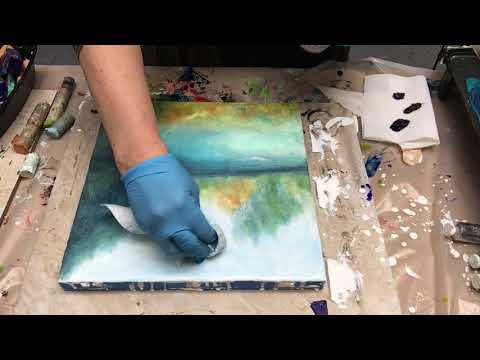 Wax on Wednesdays Encaustic Painting A Finger painting Landscape with R and F Pigment Sticks