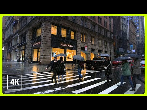 Rain NEW YORK 4k - Walking in the rain in Manhattan
