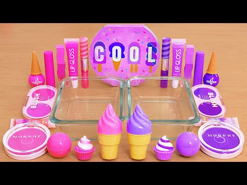 Pink vs Purple - Mixing Makeup Eyeshadow Into Slime ASMR