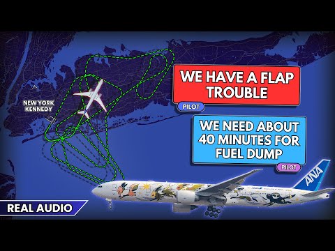 “Flap trouble” and fuel dumping over New York. All Nippon Boeing 777 returns to JFK. Real ATC
