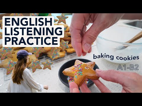 English Listening Practice | Baking cookies with my Mum (Kitchen Vocabulary)