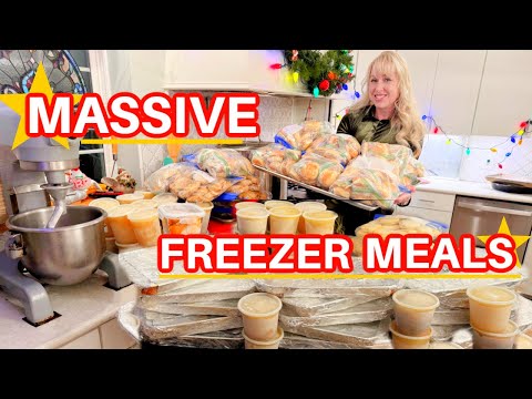 GIGANTIC Cook Once Eat For Two Months! 50 EMERGENCY PANTRY FREEZER MEALS Filling My Freezer for 10!!