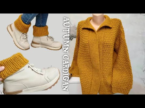 🍁 AUTUMN - WINTER WARM CARDIGAN with knitting needles 😍🥰👍