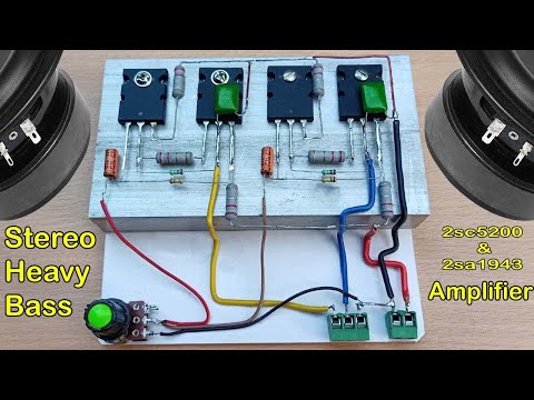 Stereo High Power Heavy Bass Amplifier // How to make Amplifier Using 2sc5200 & 2sa1943 -  Powerful