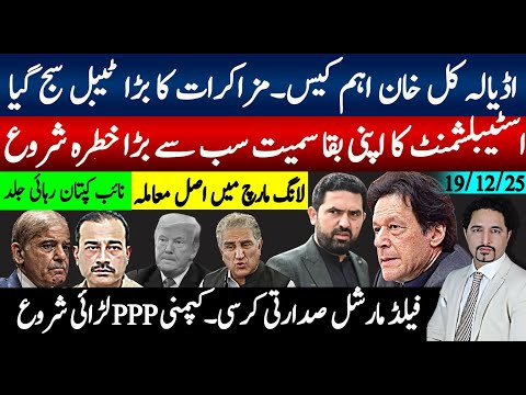 اڈیالہ اہم کیس کل، مزاکرات کا ٹیبل،شاہ محمود کی رہائی؛ کمپنی کی بقا خطرے میں،صدرارتی کرسی جھگڑے،ٹرمپ