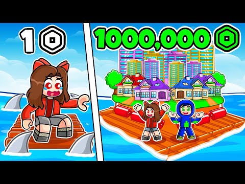 BUILDING BEST LUXURY MEGA RAFT In Roblox!!...