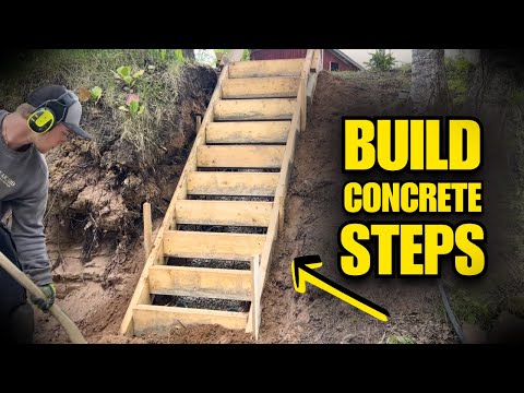 How to Build Concrete Steps (Form, Pour & Finish) | DIY Tutorial