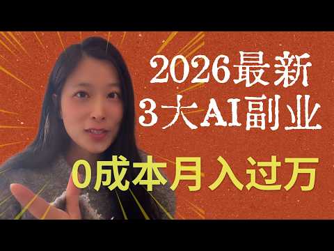 2026年3种最新AI副业！普通人也能闷声发财，0成本月入10w？AI一人公司革命！