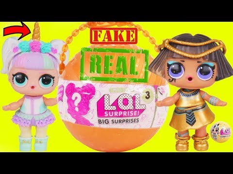 Unicorn and Pharaoh Babe Open Giant Fake Ball + Babysit LOL Surprise Dolls Punk Boi