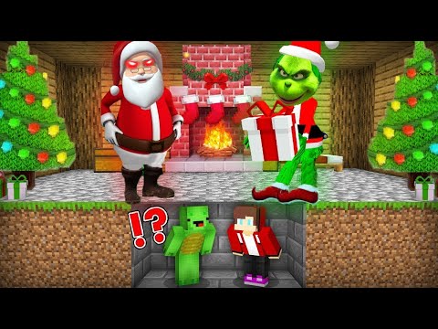 Dark SANTA CLAUS and GRINCH vs Security House in Minecraft Maizen JJ and Mikey Challenge