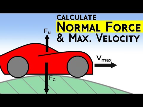 Calculate Normal Force &amp; Maximum Velocity of a Car Driving Over a Hill | Centripetal Force