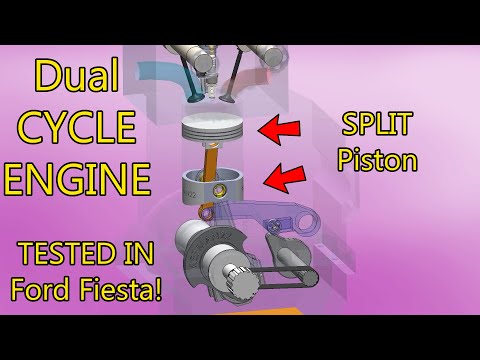 Analyzing The Split Piston Engine in 3D. 🤯 Dual Cycle D // 2 and 4 Strokes Combined // 3D Animation