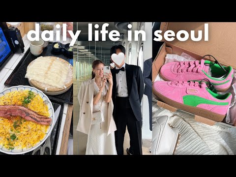 seoul vlog 🌷 tuxedo fitting, new hair, flat udon noodles, chanel bag, pink dyson, spring in seoul 💚
