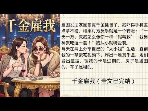 《千金雇我》盗图发朋友圈被真千金抓包了，我吓得手机差点拿不稳。结果对方反手就是一个转账：“一天一万，教我怎么像你一样‘假精致’，我男神就吃这一套！”#好文 #助眠 #文文 #听书