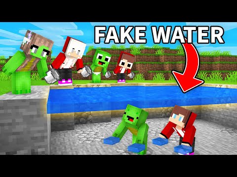Mikey and JJ Use FAKE WATER To Prank Families in Minecraft (Maizen)