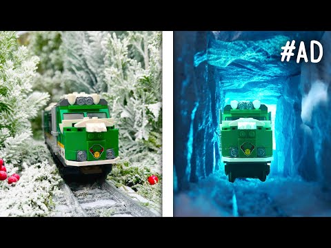 I Built a Giant LEGO Train in a Snowy Forest!