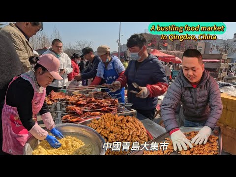 Qingdao, China, huge market, amazing roast chicken, weird handmade cold skin
