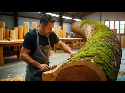 An Incredible Transformation: Watch a Rough Curved Red Wood Log Turn into a High-Value Table