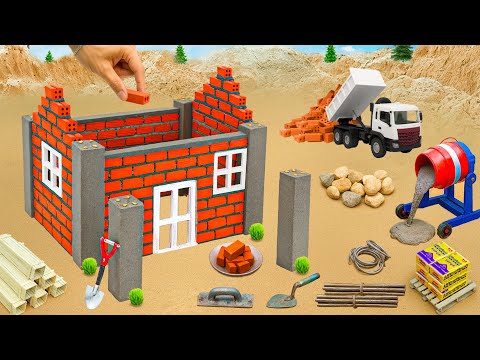 Lightning Burns the Wooden House | DIY Mini Tractor Builds a Storm-Resistant Brick and Cement House