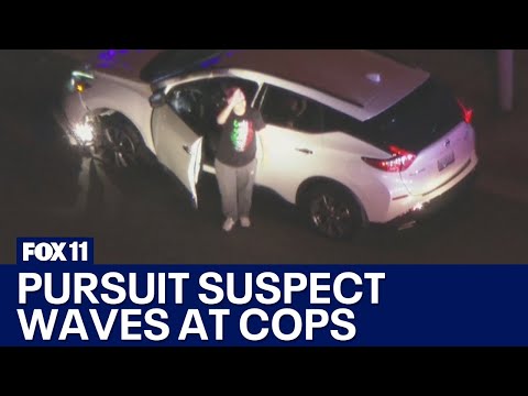 FULL Police chase: Driver waves at helicopter, cops before arrest after 2-county chase
