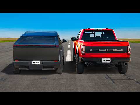 Tesla Cybertruck v F-150 Raptor R: DRAG RACE
