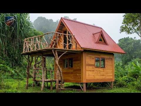 Step-By-Step Wooden House Build With Porch And Outdoor Balcony