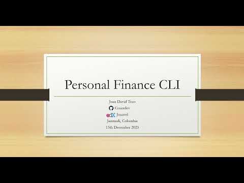 CS50P Juan Toro's Final Project: Personal Finance CLI