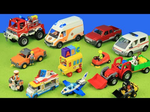 Klinik, Krankenwagen, Eiswagen, Kehrmaschine, Flugzeug, Playmobil, Lego, Spielzeug für Kinder