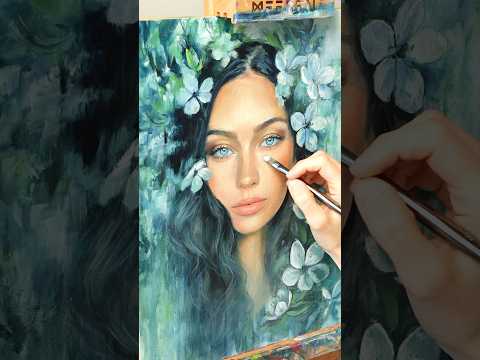 My floral oil painting portrait of Bethany Ciotola #artprocess #shorts