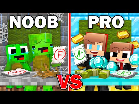 NOOB Mikey Student Family vs PRO JJ Student Family Survival Battle in Minecraft (Maizen)