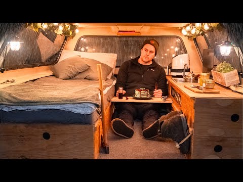 A Rainy Winter Night Solo Camping in my Truck | Sounds of Camping | Relaxing ASMR