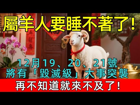屬羊人要睡不著了！12月19、20、21號，將有「毀滅級」大事突襲，再不知道就來不及了！#生肖 #運勢 #命理 #屬相 #風水 #財運 #佛陀 #佛學 #佛法 #佛教 #修行 #智慧 #因果 #佛家