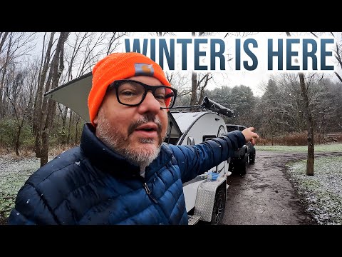 Winter Teardrop Camping by a Covered Bridge - Wayne National Forest
