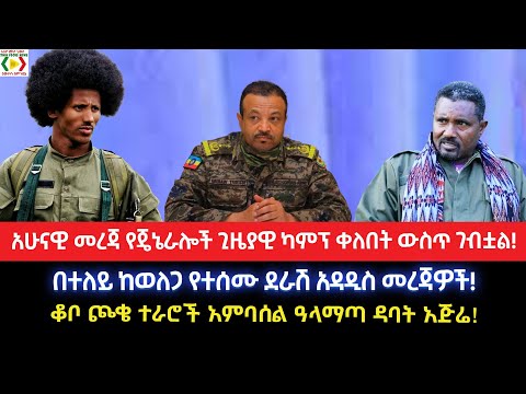 አሁናዊ መረጃ የጄኔራሎች ጊዜያዊ ካምፕ ቀለበት ውስጥ ገብቷል!በተለይ ከወለጋ የተሰሙ ደራሽ አዳዲስ መረጃዎች!ቆቦ ጮቄ ተራሮች አምባሰል ዓላማጣ ዳባት አጅሬ!