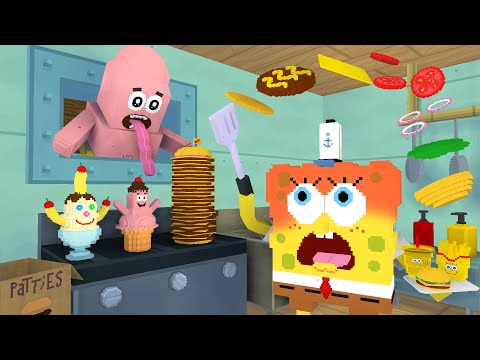 🍕 [Season 1] Work At Bikini Bottom Fast Food Places - Minecraft Animations