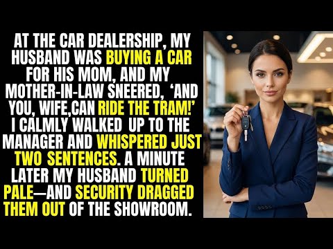 My Husband Bought His Mom a Car and Humiliated Me — I Whispered to the Manager, and It Was Over