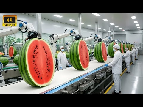 Inside the Factory: Watermelon Juice Factory Line, Raw to Bottled (How It’s Made)