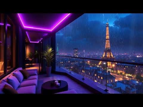Night Paris Balcony ☕ Chill Lofi Music for Deep Focus & Relax | Lofi Rain Playlist