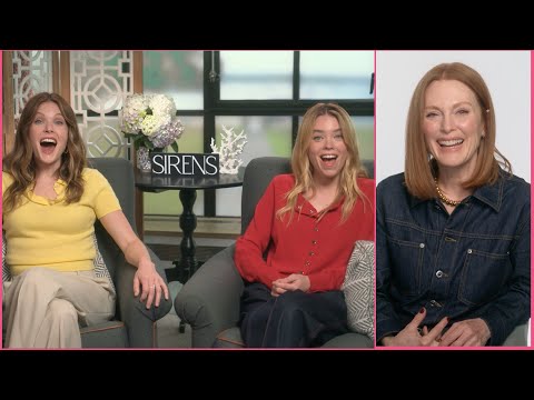 SIRENS Cast Interview! Meghann Fahy, Milly Alcock, Julianne Moore. Milly teases SUPERGIRL movie!