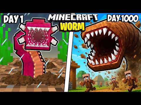 I Survived 1000 Days as a WORM in Minecraft