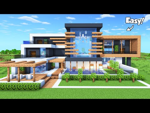 Minecraft: How to Build a Modern House Tutorial (Easy to Follow) #68 - Interior in Description!