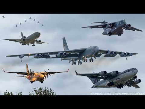 Hundreds of military aircraft and civilian planes landing at RIAT 2024