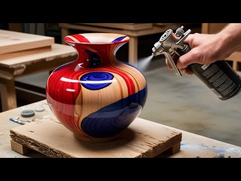 A Vase Made From Epoxy Glue And Wood - A Work Created By The Talented Hands Of A Craftsman
