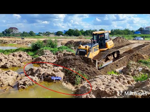 So Nicely Start New Fill The Land Using Biggest Shantui Dozer Moving Sand Into Water