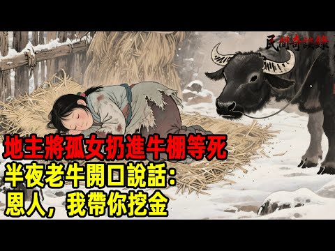 地主將孤女扔進牛棚等死，半夜老牛開口說話：恩人，我帶你挖金！【民間奇談錄】#民間故事 #台灣傳說 #懸疑故事 #銀髮頻道 #懷舊故事 #助眠故事