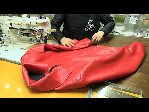 Process of Making Leather Jacket from 5 Sheepskins. Korean Leather Artisan