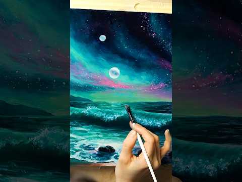 My oil painting of an otherworldly beach #art #shorts