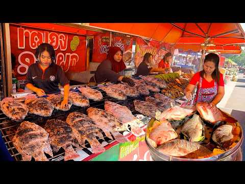 Sold Out 200Kg Seabass & Tilapia Fish Grilled And Fried By Hard Working Family | Thai Street Food