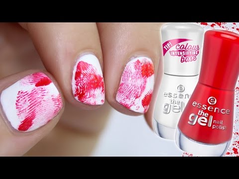 Easy Bloody Finger Print Halloween Nail Art