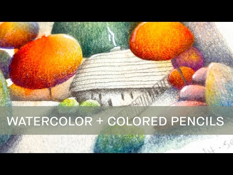 How to "read" the paint blobs and create a whimsical landscape illustration